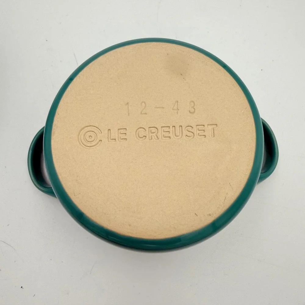 Le Creuset Mini Cocotte Teal Stoneware Round Casserole Lid 8oz 12-43